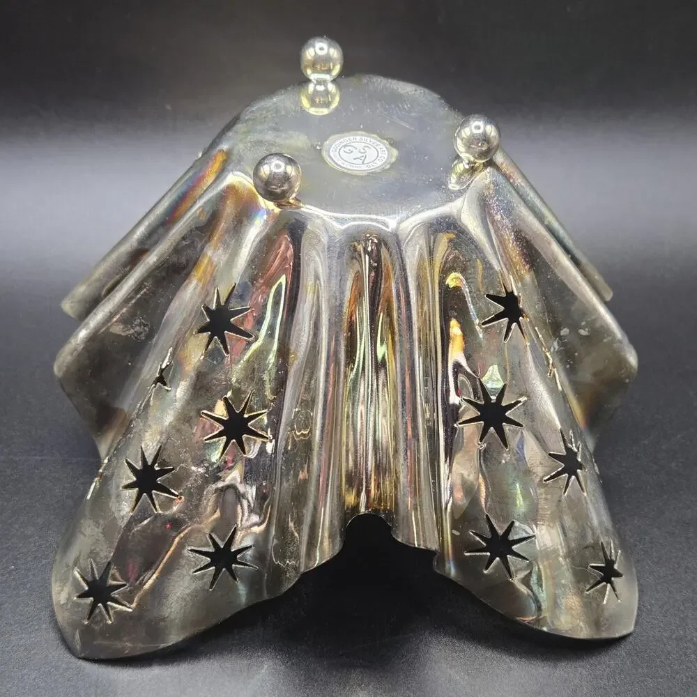Godinger Silver Art Co Silver plate Decor Designed Candle Holder Star Cutouts
